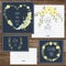 Elegant cards collection with floral bouquets and wreath design elements