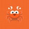 Elegant Cartoon Crab Design On Orange Background