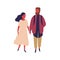 Elegant cartoon woman and hipster man holding hands vector flat illustration. Enamored colorful couple demonstrate