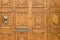 Elegant carved wooden door with square pattern