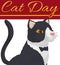 Elegant Cat with Fur like Tuxedo to Celebrate Cat Day, Vector Illustration