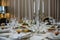 Elegant Catering Table Set Service with Silverware, Napkin and G
