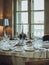 Elegant Catering Table Set Service with Silverware, Napkin and G
