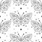 Elegant celestial butterfly seamless pattern. Boho background with magic element