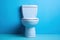 Elegant Ceramic toilet blue wall. Generate Ai