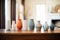 elegant ceramic vases lined up on a wooden table