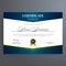 Elegant certificate design template with gold, blue, and green color. Multipurpose and elegant design