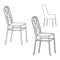 Elegant chair for a street cafe with a wicker back, line drawing. Vector illustration