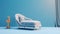 Elegant Chaise Lounge Armchair In Blue Room - 3d Render