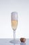 Elegant champagne glass and cork