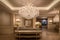 elegant chandelier with crystal accents, in luxurious reception area