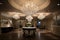 elegant chandelier with crystal accents, in luxurious reception area