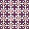 An elegant checkerboard optical illusion pattern with white flowers on dark purple background in damask