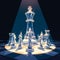 Elegant Chess Set Under Spotlight Illustration