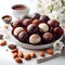 Elegant chocolate almond truffles with beautiful decorations ai generated