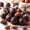 Elegant chocolate almond truffles with beautiful decorations ai generated