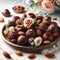 Elegant chocolate almond truffles with beautiful decorations ai generated