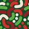 Elegant Christmas abstract handdrawn vector background. Curved shapes seamless pattern.