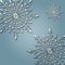 Elegant Christmas background with white volumetric snowflakes. 3d