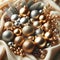 Elegant Christmas Ornaments in Gold Theme, AI Generated