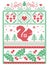 Elegant Christmas Scandinavian, Nordic style winter stitching, pattern including snowflake, heart, squirrel, acorn, oak leaf