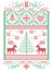 Elegant Christmas Scandinavian, Nordic style winter stitching, pattern including snowflakes, hearts, present, star, Christmas tree