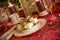 Elegant Christmas table setting in red