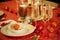Elegant Christmas table setting in red and gold