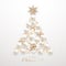 Elegant Christmas tree of 3d realistic white baubles, star and gift box.