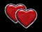 Elegant Chrome Double Red heart 3D Illustration on black