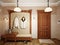 Elegant classic hall interior design with beige walls
