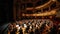 An elegant classical music concert, orchestra in full performance,. Resplendent.