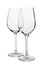 Elegant clean empty wineglasses on white background