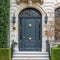 Elegant closed front door with decorative details