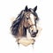 Elegant Clydesdale Horse Head Watercolor Illustration