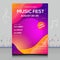 Elegant colorful electronic music festival flyer in creative style with modern sound wave shape design