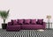 Elegant contemporary fresh interior with purple sofa