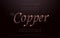 Elegant Copper Colored Metal Chrome alphabet font. Copper typography classic style serif font set. vector illustration
