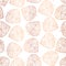 Elegant copper rose gold foil scattered stylized leaves seamless vector background on white. Subtle abstract pattern. Repeating