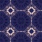 Elegant Coral Tie Dye Shibori Mirrored Diamonds and Stripes Tile on Indigo Background Vector Seamless Pattern