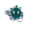 An elegant coronavirus COVID 19 in a Doctor Cartoon character with tools