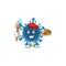 An elegant coronavirus desease painter mascot icon with brush