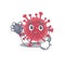 An elegant coronavirus disease in a Doctor Cartoon character with tools