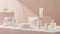 Elegant Cosmetic Containers on Soft Peach Background