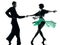 Elegant couple dancers dancing silhouette