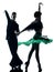 Elegant couple dancers dancing silhouette