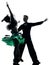 Elegant couple dancers dancing silhouette