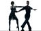 Elegant couple dancers dancing silhouette