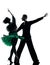 Elegant couple dancers dancing silhouette