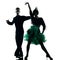 Elegant couple dancers dancing silhouette